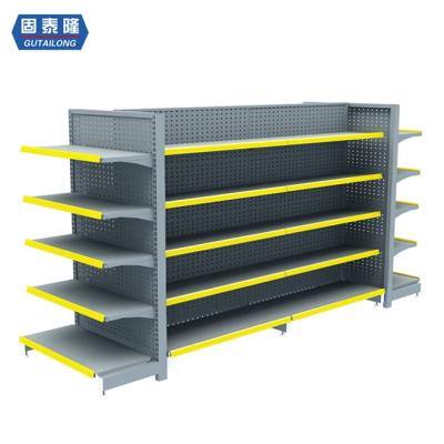 China Customized Metal Shelf Double Sided Supermarket Shelf Equipment Supermarket Rack Gondola Shelves for sale