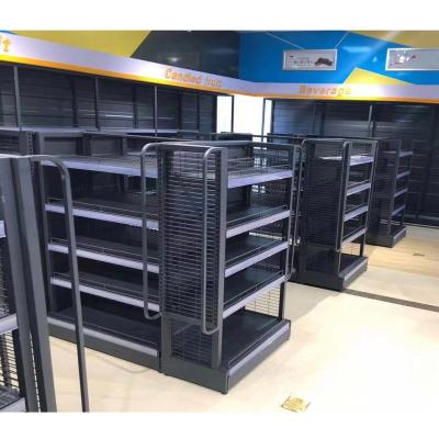 China Double Sided Multi Layers Punch Back Panel Shop Gondola Shelving Supermarket Metal Shelves Customized Rack for sale