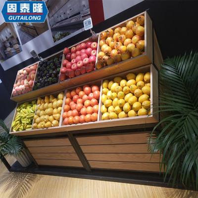 China Store Double Sided Supermarket Dried Fruit And Vegetable Steel Wooden Shelves for sale