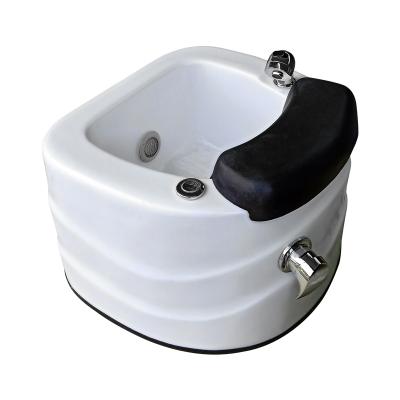 China Fiberglass Irregular Shape Sink Basin Foot Care Salon Spa Pedicure White Acrylic Material With Spray And Colorful Light for sale