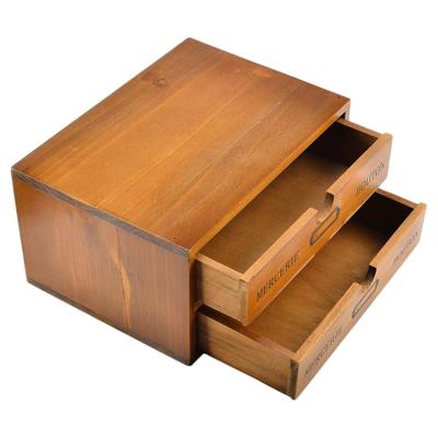 China 2 Layer Storage Desk Organizer Wooden Storage Box Office American Viable Document Storage Box for sale