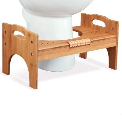 China Foldable 17.8 cm or 7.62 cm Built-in Foot Massager to Promote Blood Circulation Adjustable Squat Toilet Bamboo Luxury Bench for sale