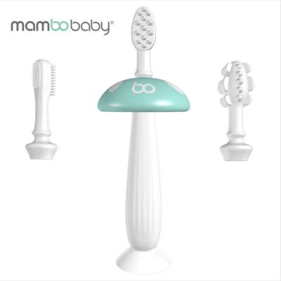 China Mambobaby Silicone Toothbrush Disposable Soft Removable Safety Soft Kids Teething Baby Toothbrush High Quality Eco-Friendly for sale