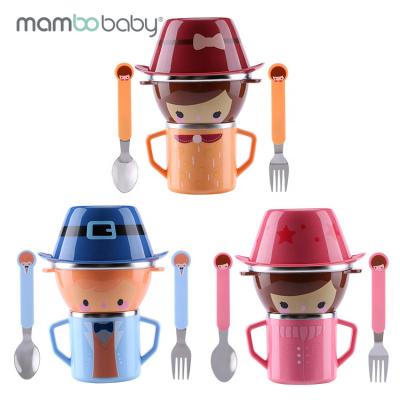 China BPA Free Stainless Steel Children Tableware Mambobaby Baby Food Bowl Spoon OEM ODM ODM Feeding Bowl Set Cartoon Baby Food Feeding Table Set for sale