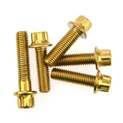 China Gold plating M7*32 M7*24 Alloy Steel Grade 10.9 12 point flange bolt wheel split rim bolt Te koop