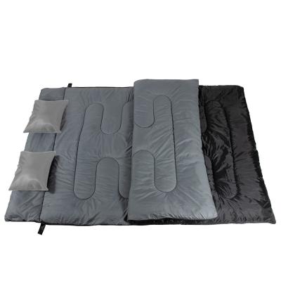 China Envelope Type Couples High Quality Winter Double People Double Outdoor Camping Sleeping Bag With 2 Pillows for sale