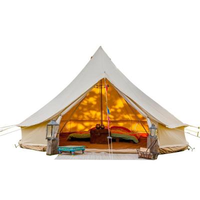 China Straight Bracing Type Cotton Canvas 5m Bell Tent Teepee Yurt Glamping Waterproof Outdoor Camping Tent for sale