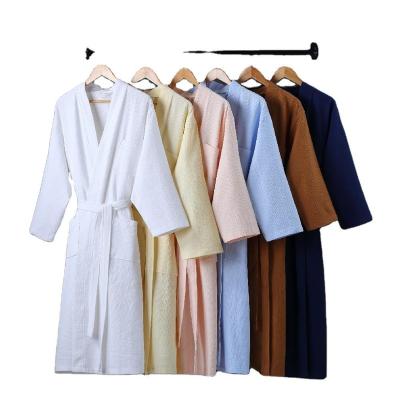 China Customized Bathrobes Hot Selling Easy Comfy Kimono Waffle Weave Robes 100% Cotton Hotel Bathrobe And Sleeping Towel Hotel Slippers for sale