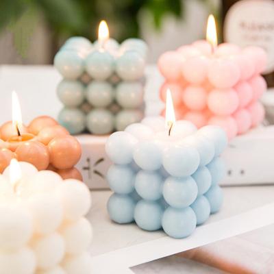 China DIY Home Decoration Glass Jar, Cute Bubble Cube Candle Soy Wax Aromatherapy Small Scented Candles for sale