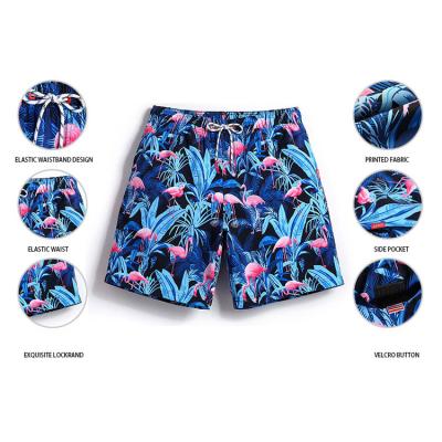 China Custom Logo Beach Fashion Men's Quick Dry Beachwear Breathable Swim Shorts Polyester Beach Shorts for sale