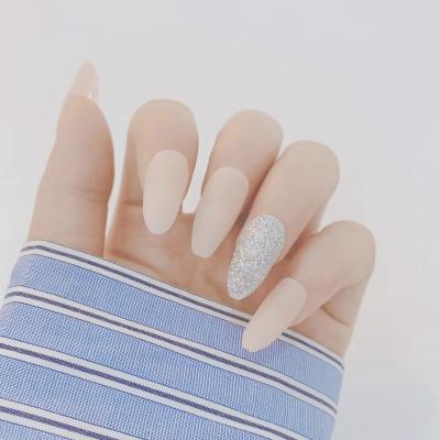 China Factory Wholesale 24pcs/set Free Sample Design Easy Apply Sticker Nails Length High Quality Shiny Natural Nails for sale