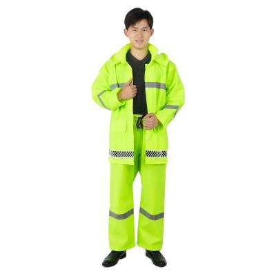 China Waterproof Windproof High Visibility Construction Raincoat PVC Worker Waterproof Warning Reflective Safety Raincoat For Men for sale