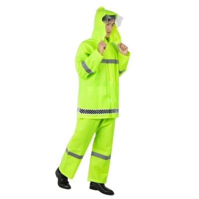 China Waterproof Windproof High Visibility Construction Raincoat PVC Worker Waterproof Warning Reflective Safety Raincoat Bike Raincoat for sale