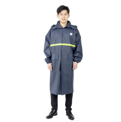 China Waterproof Windproof Reflective Waterproof Clothing Three-layer Placket External Pockets With Hats Raincoats Long Raincoat Poncho for sale