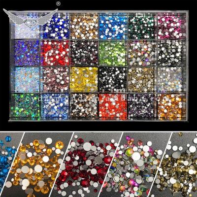 China Flatback CY Nail Art Accessories Mix Sizes Round Stones Decoration Crystals Shapes For Nails Glass Rhinestones Rhinestones 2 Colors Boxes for sale