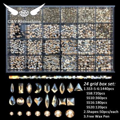 China Fack's C&Y Crystal Nail Art Wholesale Non Hotfix Durable Glass Back Rhinestone for sale