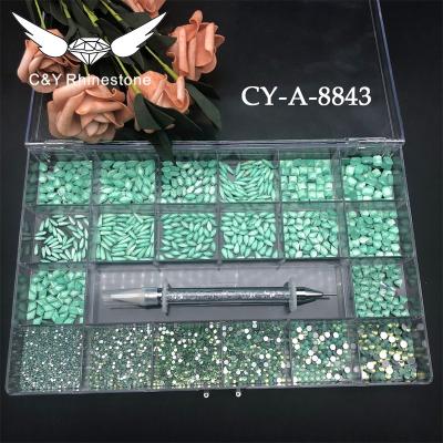 China Luxury Rhinestone Nails Art Opal Crystal Box Grid For Nail D C&Y Good Quality Ab for sale