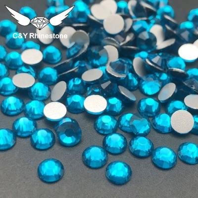 China Wholesale Peacock Blue Flatback CY Hotfix Crystal Glass Rhinestones Flat Back No Volume for sale