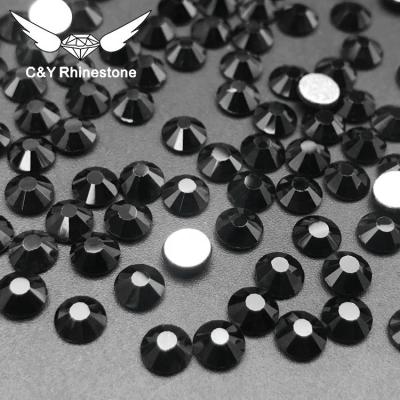 China Non-Hot Fix Flatback CY Black Glass Crystal Rhinestones Jet Flat Back Bulk Wholesale for sale