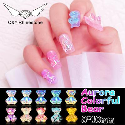 China Luxury CY 3D Bear Resin Nails Rhinestone Manicure Charms Accessories Nails Art Decoration for sale