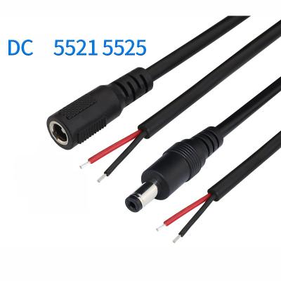 China Power Supply 18AWG 20AWG 22AWG 5.5mm 2.1mm 5521 5525 DC Conntector Power DC Cable To Open Stripped Braid Cable for sale