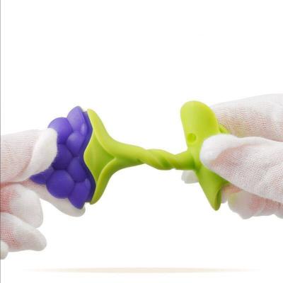 China 100%food grade Silicone Teether Food Grade BPA Free Teething Care Toy Fruit Silicone Baby Chewing Teether for sale