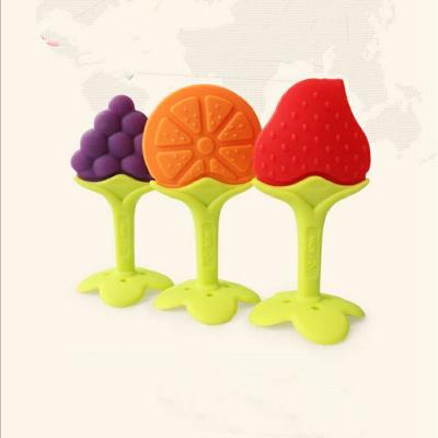 China Wholesale Baby Infant Silicone Toy Maternal and Child Molar Stick Teether Molar Children's Stereo Strawberry Fruit Teether Baby Products for sale