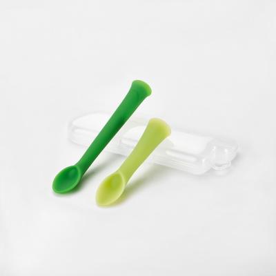 China BPA Free Baby Feeding Spoon Corn Trained Weaned Baby With Soft Silicone Tip Training Spoon Tooth Glue for sale