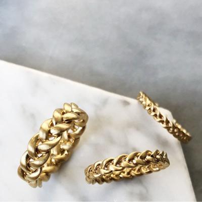 China Joolim Lead Free High End Nickel Free 18K Gold Plated Braided Rings For Women Stainless Steel Jewelry Wholesale for sale