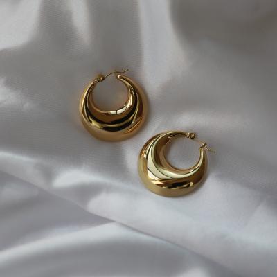 China JOOLIM Lead Free Nickel Free High End 18K Gold Plated Chunky Hoop Earring Stainless Steel Hollow Earrings For Women for sale