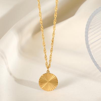 China Lead Free Nickel Free 18k Gold Plated Stainless Steel Round Pendant Necklace Necklace Wholesale Fast Shipping Fast Shipping Jewelry for sale