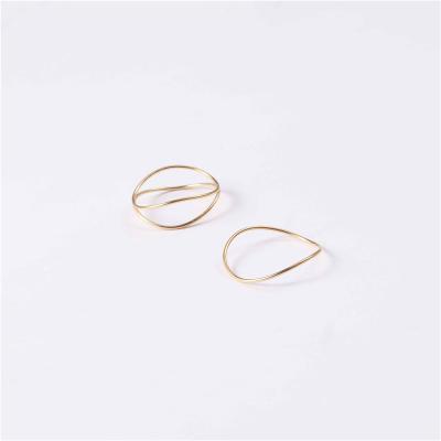 China Simple High End Lead Free Nickel Free 18K Gold Minimalist Stripes Ring Stainless Steel Trendy Simple Gold Plated Jewelry for sale