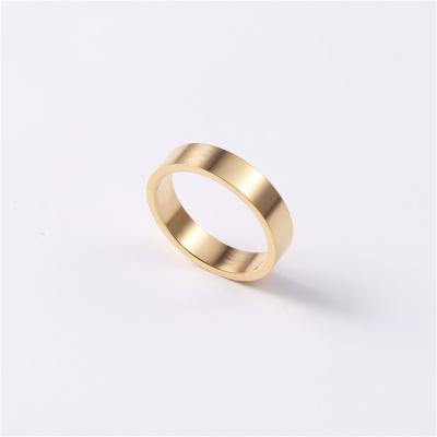 China Simple High End Lead Free Nickel Free 18K Gold Brushed Metal Ring Stainless Steel Trendy Simple Gold Plated Jewelry for sale