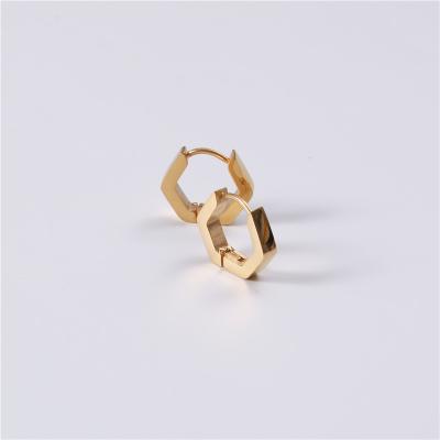 China 2021 Trendy Gold Plated Lead Free Nickel Free Stainless Steel Earring Hexagon Circle Earrings 18K Gold Plated Earrings Wholesale for sale