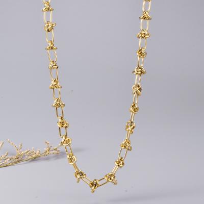 China Joolim 18k PVD Lead Free Nickel Free Gold Plated Statement Necklace Chunky Knot Necklace Trendy Necklace for sale