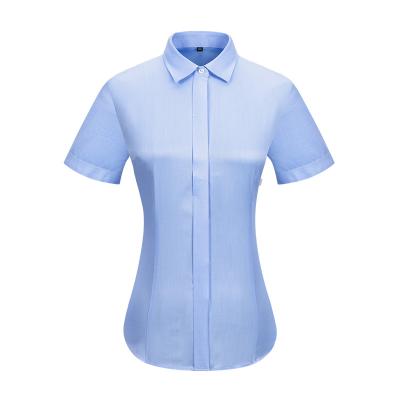 China Korean Women's Fashion Anti-Wrinkle Fashion Square Neck Short Sleeve Elegant Office Ladies Use Cotton Blouses Shirt Custom Casual Blouse For Women for sale