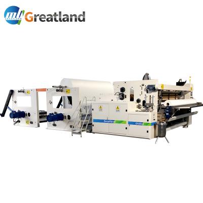 China Hotels High Efficiency Paper Making Machine Small Toilet Paper Tissue Paper Roll Making Rewinding Machine With Embossing And Perforating for sale