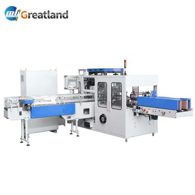 China Automatic Rotating Interfold Facial Tissue V Fold Type Facial Tissue Paper Towel Soft Pillow Product Packing Making Machine for sale