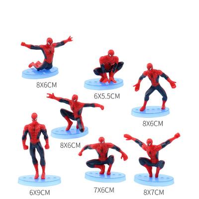 China 7 Pcs Creative Children's Birthday Cake Topper Spider-Man Superman PVC Wonder Home Solid Stock Number Decoration Crafts/Cake Ornament XRH for sale