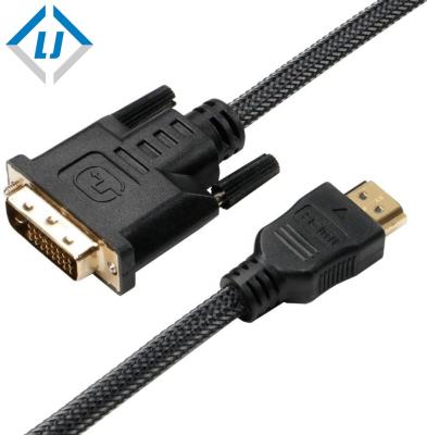 China Solid speaker 1080p 3D DVI to hdmi cable with nylon net gold plated connectors for sale