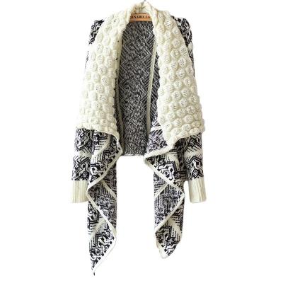 China Retro Factory QUICK DRY Fall Clothing China Jacquard Women Loose Cardigan Knit Sweater for sale