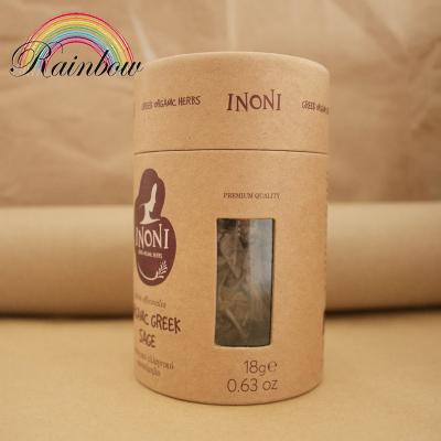 China Luxury Recycled Materials Custom Food Grade Kraft Paper Tube Paint Box With Window For Coffee Tea Packaging for sale