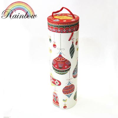 China Recycled Materials Christmas Red Wine Bottle Tube Paper Printing Gift Packing Box for sale