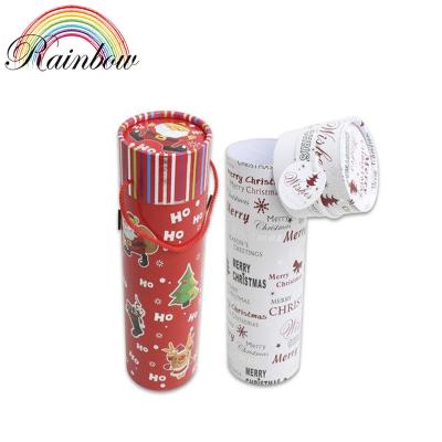 China Recycled Materials Round Christmas Gift Wine Bottle Boxes With Tags Tube Box Paper Packaging for sale