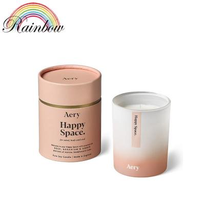 China Recycled Materials Space Happy Aromatherapy Oil Candle Jar Paper Tube Box Packaging Custom Logo for sale