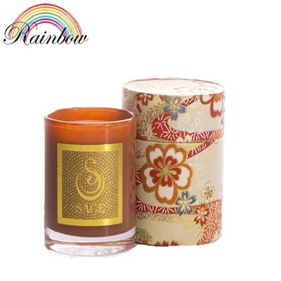 China Recycled Materials Japanese Style Box Design Jasmine And Peppermint White Soy Candle Scented With Essential Oils for sale