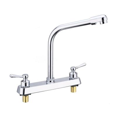 China Good Price Modern Bathroom Accessories Zinc Body Chromed Double Handle Lavatory Faucet for sale