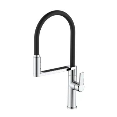 China Flexible Neck Thermostatic Good Faucets Prices Colorful Any Direction Rotating Faucet Mixer Black Silica Gel Zinc Alloy Kitchen Faucet for sale