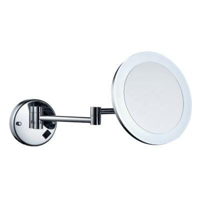 China Modern New Design Chrome Brass Wall Mounted Bathroom Round LED Standing Mirror for sale