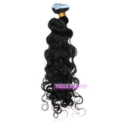 China Indian Remy Tape In Human Hair Curly Hair Extensions Tape VMAE 11A Virgin 100g 2.5g Tape In Human Hair for sale